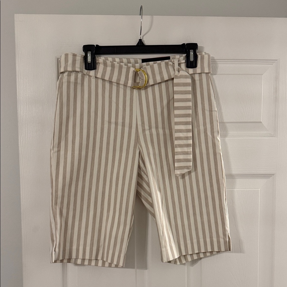 Attyre Beige and White Striped Shorts size 8 brand new inseam 11” waist 30”elas
